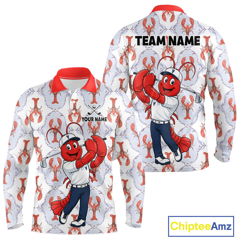 Custom Lobster Golf Polo Shirt Personalized Lobster Golfer Funny Golf Team Jersey