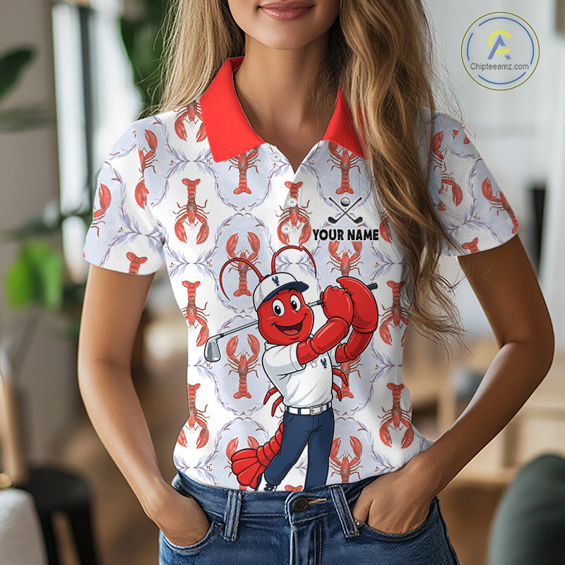 Custom Lobster Golf Polo Shirt Personalized Lobster Golfer Funny Golf Team Jersey