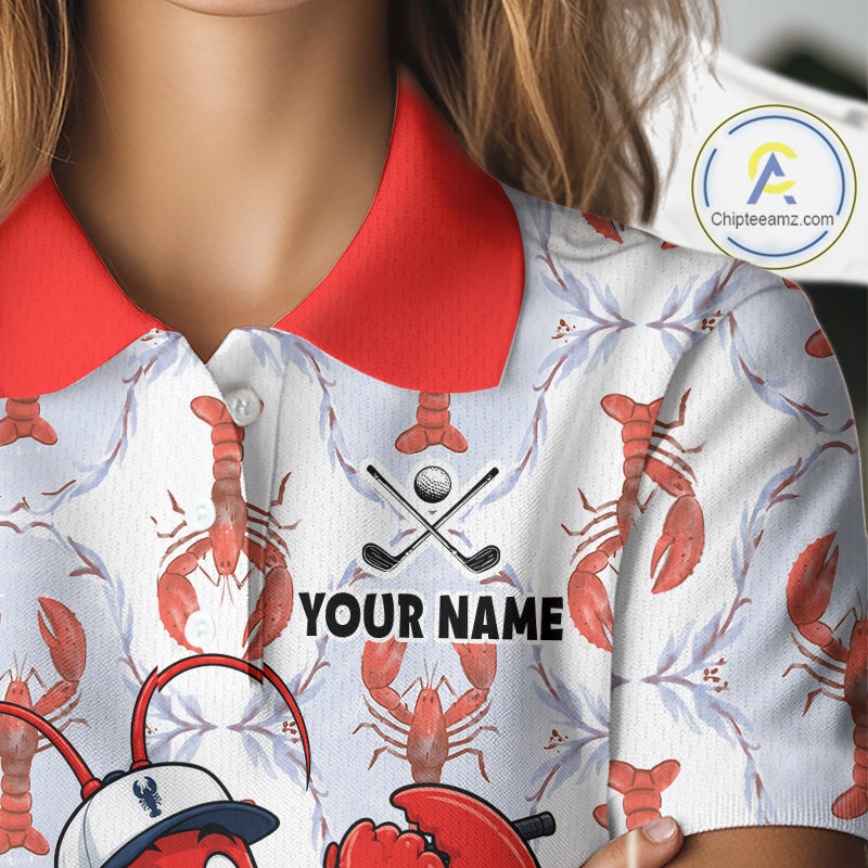Custom Lobster Golf Polo Shirt Personalized Lobster Golfer Funny Golf Team Jersey