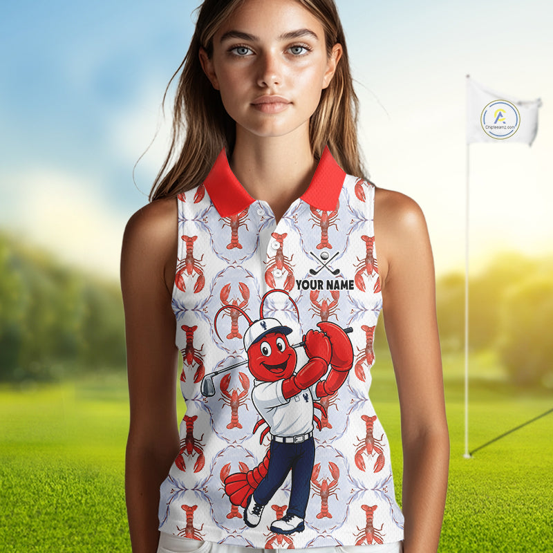 Custom Lobster Sleeveless Golf Polo Shirt Personalized Lobster Golfer Funny Golf Team Jersey