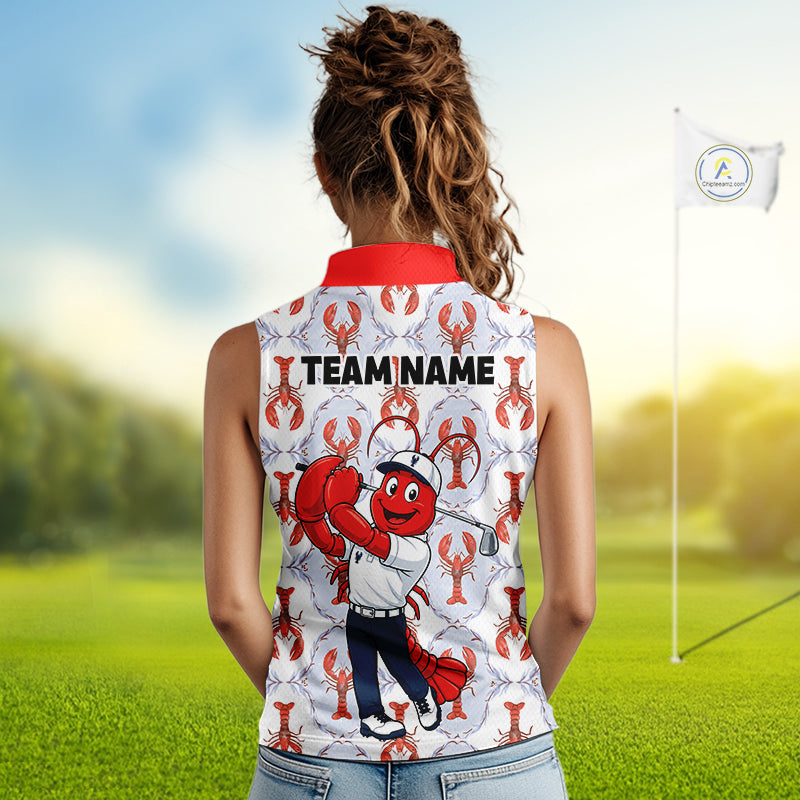 Custom Lobster Sleeveless Golf Polo Shirt Personalized Lobster Golfer Funny Golf Team Jersey