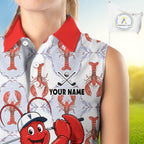 Custom Lobster Sleeveless Golf Polo Shirt Personalized Lobster Golfer Funny Golf Team Jersey