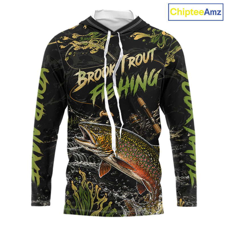 Personalized Brook Trout Performance Fishing Jerseys, Vintage Trout Fish Tournament Fishing Shirts