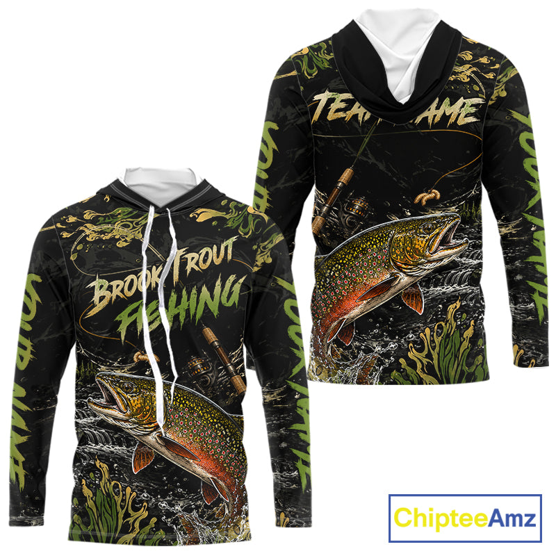Personalized Brook Trout Performance Fishing Jerseys, Vintage Trout Fish Tournament Fishing Shirts