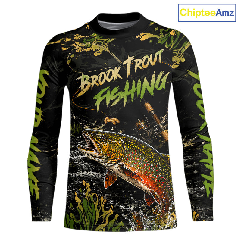 Personalized Brook Trout Performance Fishing Jerseys, Vintage Trout Fish Tournament Fishing Shirts