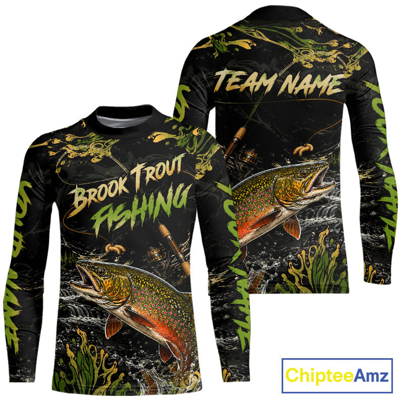 Personalized Brook Trout Performance Fishing Jerseys, Vintage Trout Fish Tournament Fishing Shirts