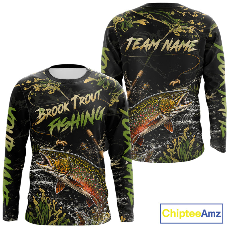 Personalized Brook Trout Performance Fishing Jerseys, Vintage Trout Fish Tournament Fishing Shirts