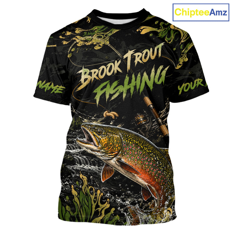 Personalized Brook Trout Performance Fishing Jerseys, Vintage Trout Fish Tournament Fishing Shirts