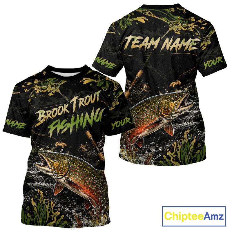 Personalized Brook Trout Performance Fishing Jerseys, Vintage Trout Fish Tournament Fishing Shirts