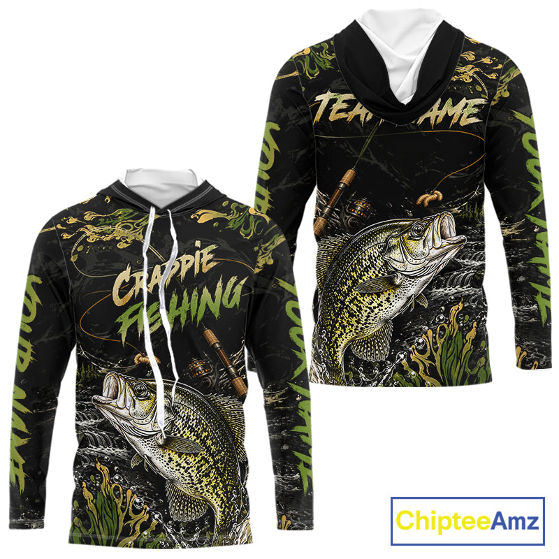 Personalized Crappie Performance Fishing Jerseys, Vintage Crappie Fish Tournament Fishing Shirts