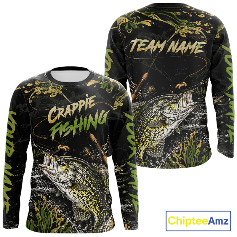 Personalized Crappie Performance Fishing Jerseys, Vintage Crappie Fish Tournament Fishing Shirts