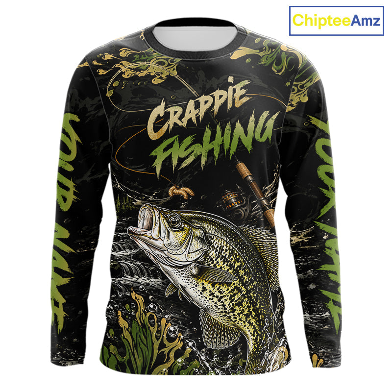 Personalized Crappie Performance Fishing Jerseys, Vintage Crappie Fish Tournament Fishing Shirts