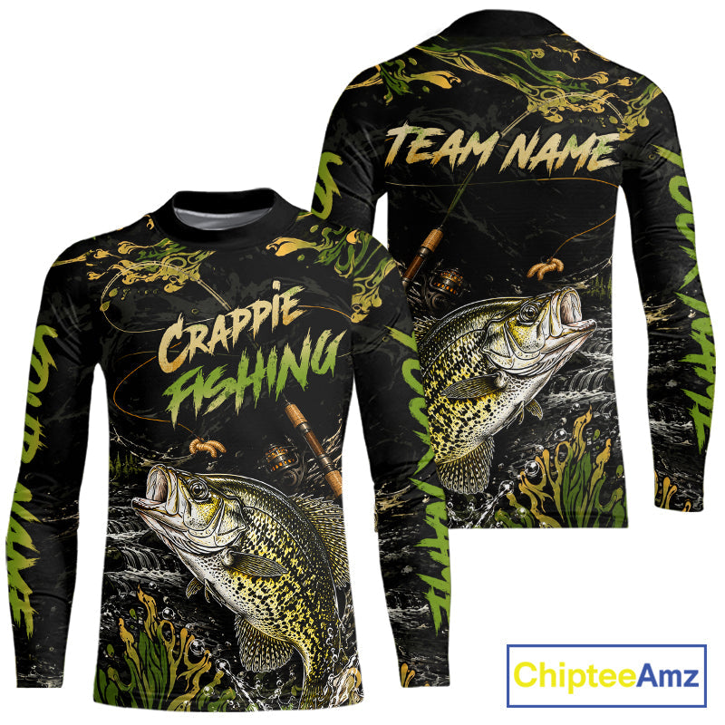 Personalized Crappie Performance Fishing Jerseys, Vintage Crappie Fish Tournament Fishing Shirts