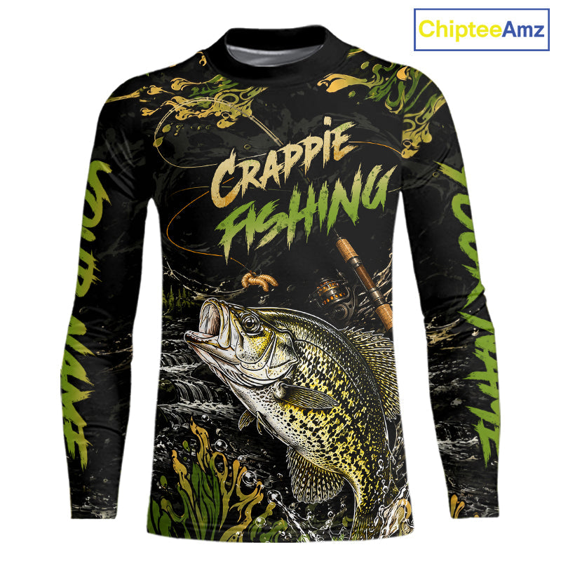 Personalized Crappie Performance Fishing Jerseys, Vintage Crappie Fish Tournament Fishing Shirts