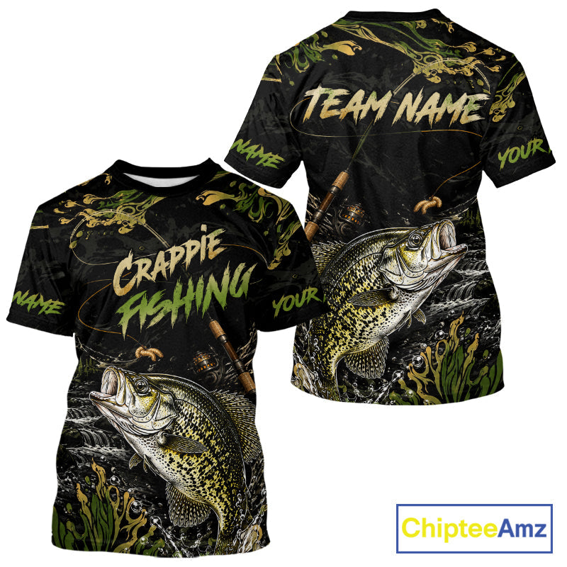 Personalized Crappie Performance Fishing Jerseys, Vintage Crappie Fish Tournament Fishing Shirts