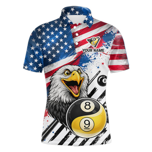 Splatter US Flag Yin And Yang 8 Ball & 9 Ball Billiard Shirt Custom Eagle Freedom Billiard Appeal
