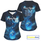 Custom Blue Flames Phoenix Baseball Ball Shirt Outfits Baseball Jerseys