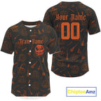 Custom Orange Pumpkin Halloween Baseball Jersey Funny Halloween Baseball Shirt