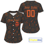 Custom Orange Pumpkin Halloween Baseball Jersey Funny Halloween Baseball Shirt
