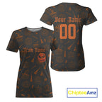 Custom Orange Pumpkin Halloween Baseball T-Shirt Funny Halloween Baseball Shirt