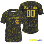 Custom Yellow Pumpkin Halloween Baseball Jersey Funny Halloween Baseball Shirt