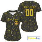 Custom Yellow Pumpkin Halloween Baseball Jersey Funny Halloween Baseball Shirt