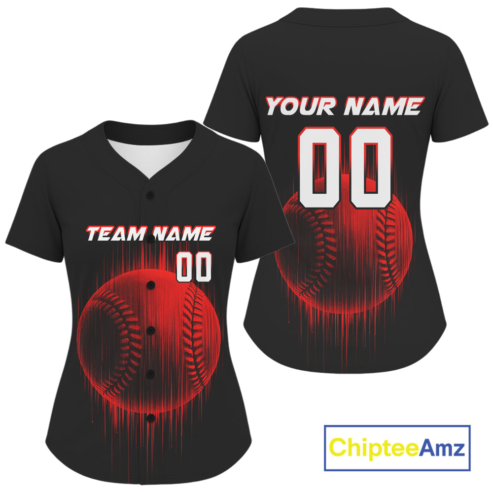 's Baseball Jersey Personalized Baseball Glitch Vertical Streak, Baseball Team
