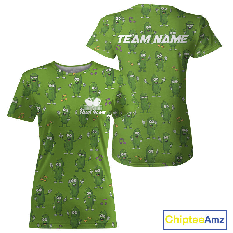 Custom Pickles Funny Pickleball T-Shirt Outfit Green Funny Pickleball Jersey