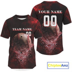 Custom Black & Red Cracked Baseball Ball Shirt Outfits Baseball Team Jersey