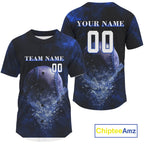 Custom Black & Blue Cracked Baseball Ball Shirt Outift Baseball Team Jersey