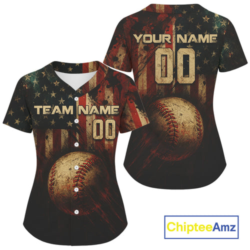 's Retro Baseball Jersey Custom US Flag Patriotic Baseball, Baseball Jerseys
