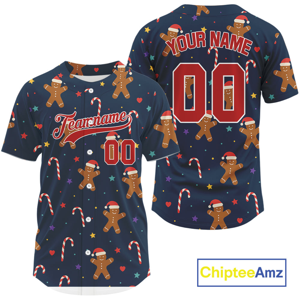 Personalized Blue Christmas Baseball Jerseys Xmas Holiday Baseball Jersey