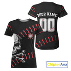 Black And Red Skull Baseball Jersey Custom Halloween Baseball Shirts