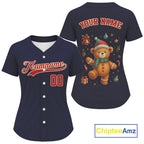 Custom Blue And Red Beer Xmas Baseball Jersey Funny Christmas Baseball Gifts