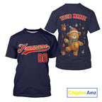 Custom Blue And Red Beer Xmas Baseball T-Shirt Funny Christmas Baseball Gifts