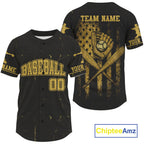 's Patriotic Baseball Jersey Personalized Grunge US Flag Shirt For Baseball Fans