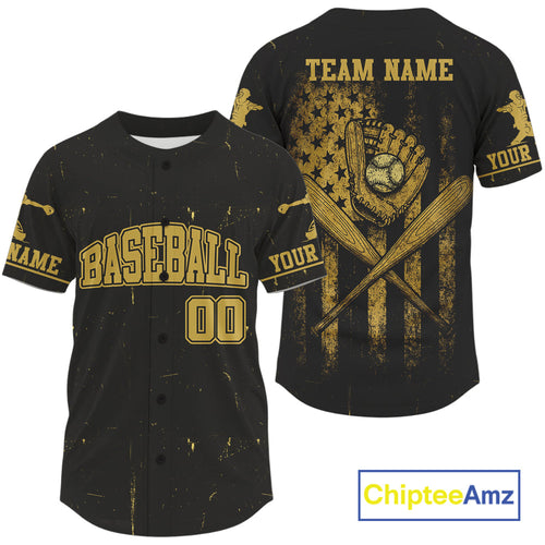 's Patriotic Baseball Jersey Personalized Grunge US Flag Shirt For Baseball Fans