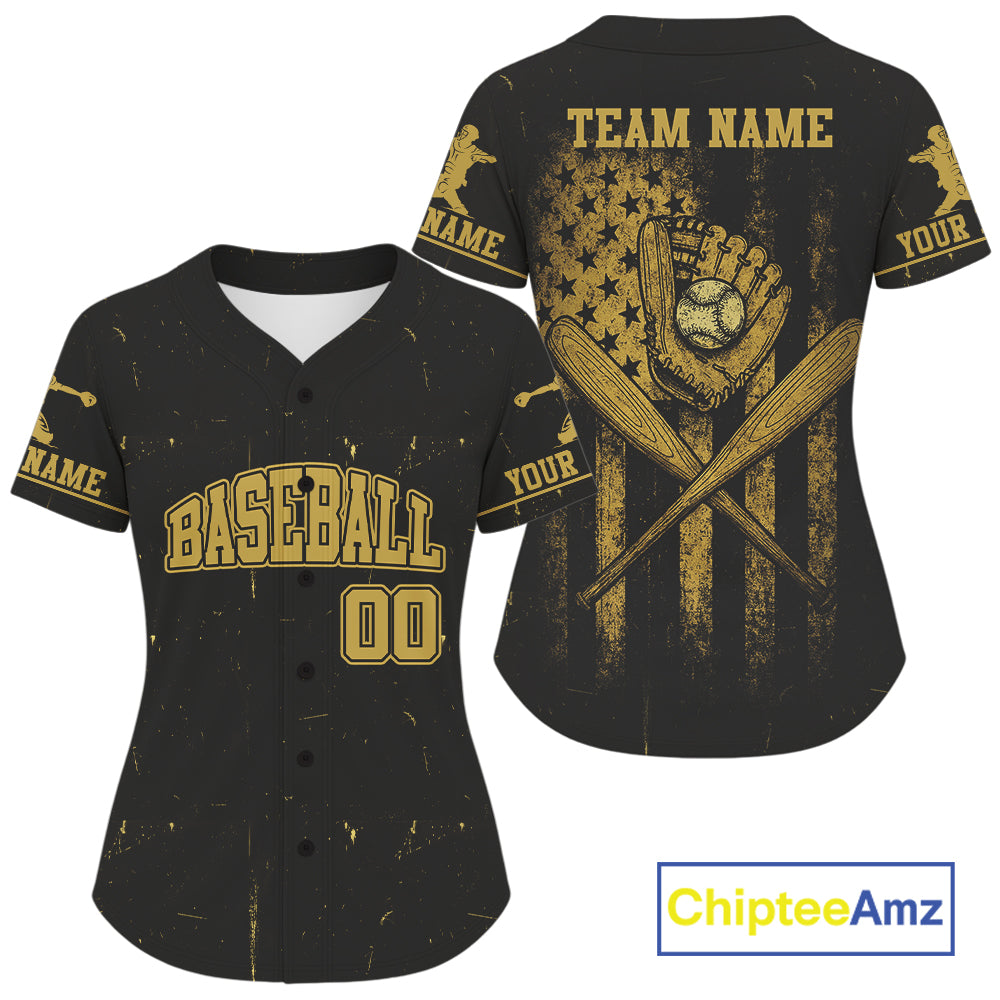's Patriotic Baseball Jersey Personalized Grunge US Flag Shirt For Baseball Fans