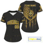 's Patriotic Baseball Jersey Personalized Grunge US Flag Shirt For Baseball Fans
