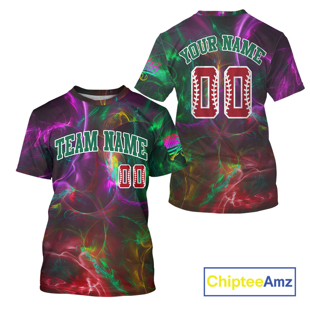 Custom Colorful 's Baseball T-Shirt Personalized Lightning Baseball Shirt For Fans