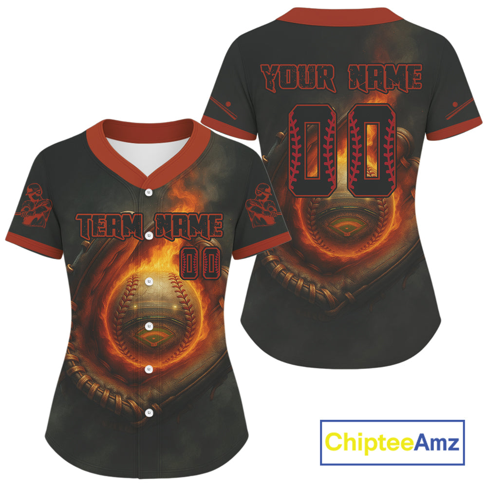 's 3D Baseball Jersey Personalized Catching Flame Ball For Baseball Fans