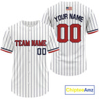 Classic Patriotic Baseball Jersey Personalized US Flag Pinstripe Baseball Team