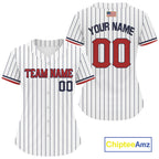 Classic Patriotic Baseball Jersey Personalized US Flag Pinstripe Baseball Team