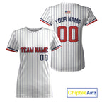 Classic Patriotic Baseball T-Shirt Personalized US Flag Pinstripe Baseball Team
