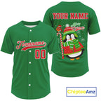 Custom Green Penguin Christmas 's Baseball Jersey Baseball Gifts For Xmas Holiday