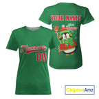 Custom Green Penguin Christmas 's Baseball T-Shirt Baseball Gifts For Xmas Holiday