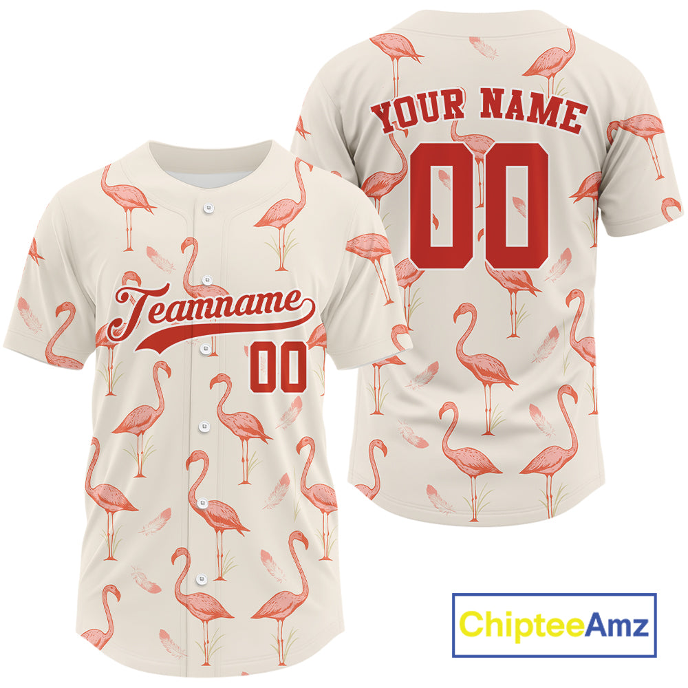 Custom Flamingo Funny Baseball Jersey Personalized Baseball Gift