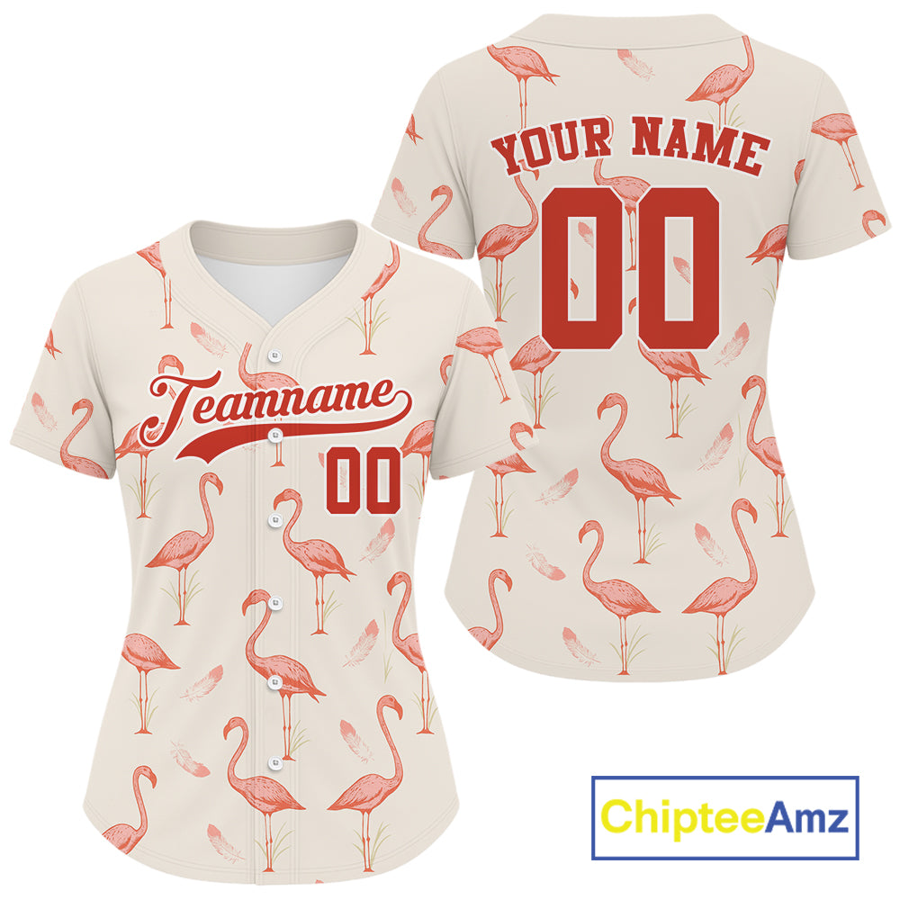 Custom Flamingo Funny Baseball Jersey Personalized Baseball Gift