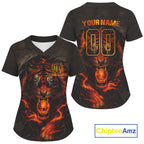 Custom Flame Tiger Baseball Ball Jersey Horror Baseball Shirt