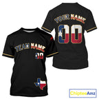 Custom Texas Flag Patriotic Baseball T-Shirt Baseball Patriotic Shirt